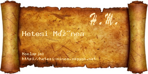 Hetesi Mínea névjegykártya
